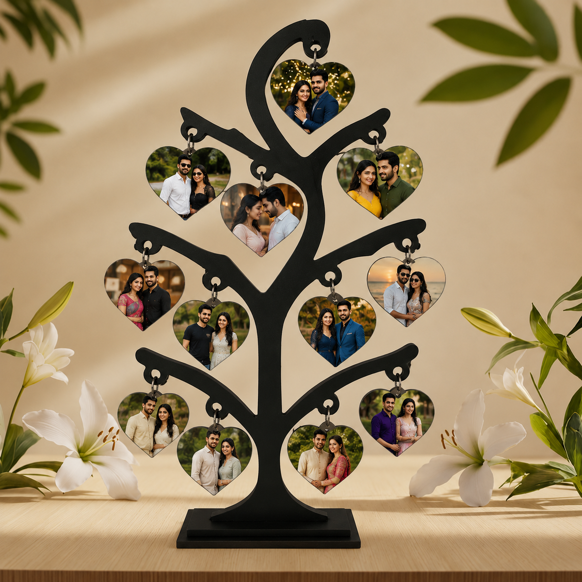 Customized tree table top COUPLE PHOTO FRAME