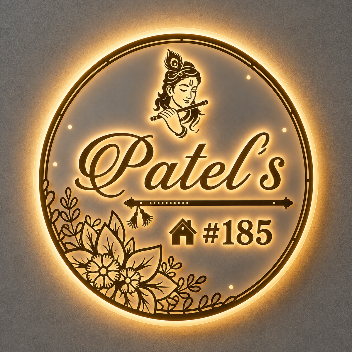 ACRYLIC LED NAME BOARD ROUND SHALE