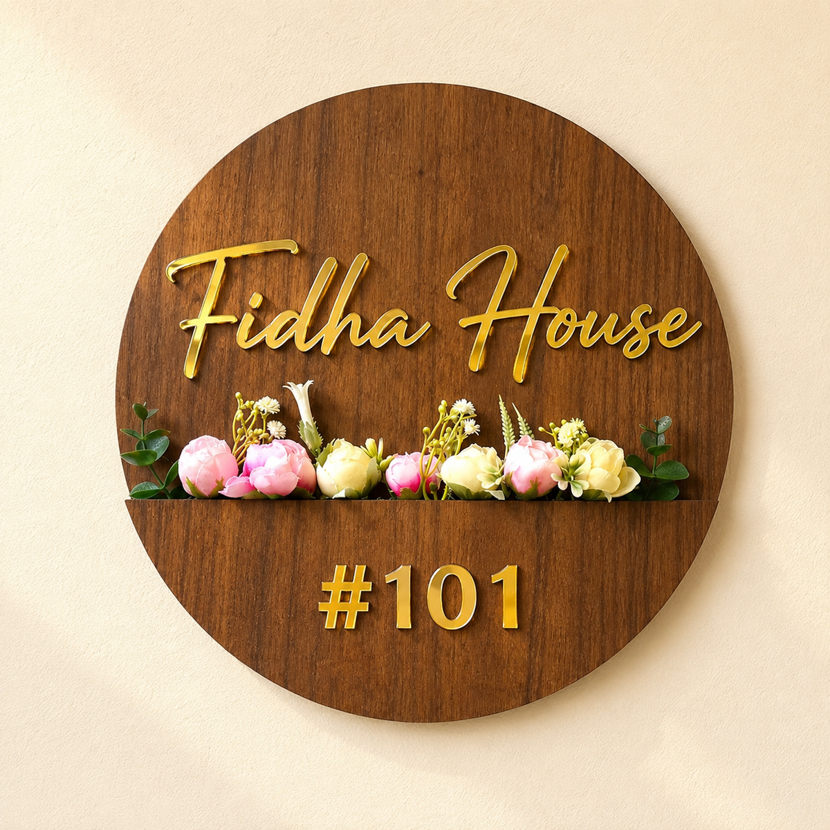PLANTED ACRYLIC NAME BOARD ROUND SHAPE