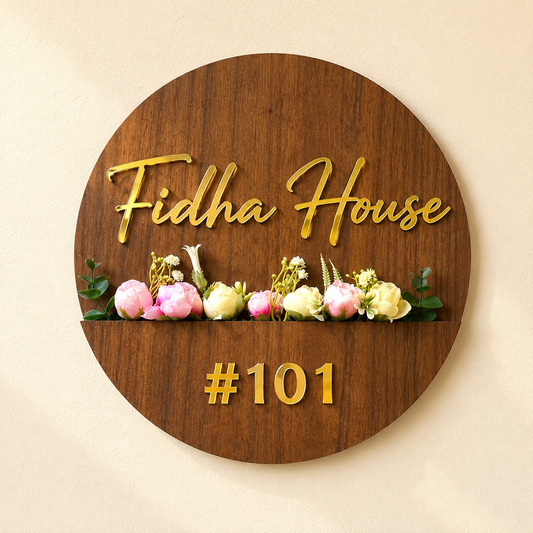 PLANTED ACRYLIC NAME BOARD ROUND SHAPE