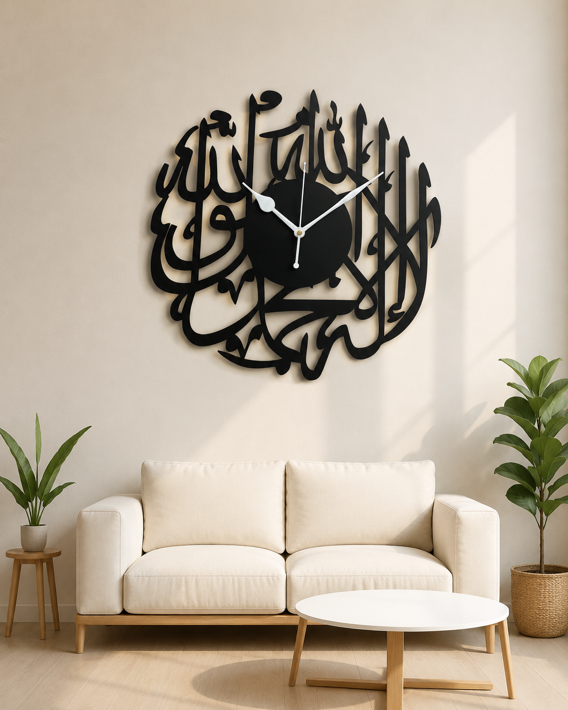 LAILAHA ILLALLAH MUHAMMED RASOOLULLA CALLIGRAPHY WALL CLOCK